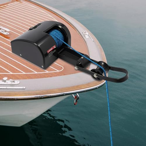 Winche eléctrico para barco 12V DC, capacidad ancla 35 lbs, cuerda trenzada 100ft miniatura 7