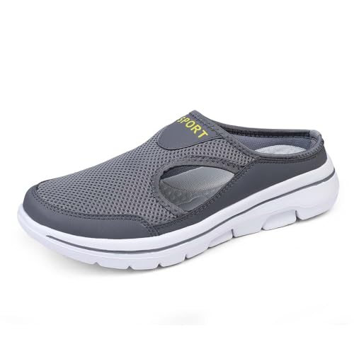 Zapatos Casuales sin Cordones para Mujer, Mocasines de Verano de Malla Transpirable, Zapatillas cómodas de tacón Medio para Caminar, Yoga y Escuela. (Dark Gray, 47)