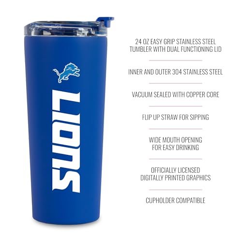 Image of Rico Industries NFL Football 24oz Stainless Steel Tumbler with Lid and Dual Functioning Lid