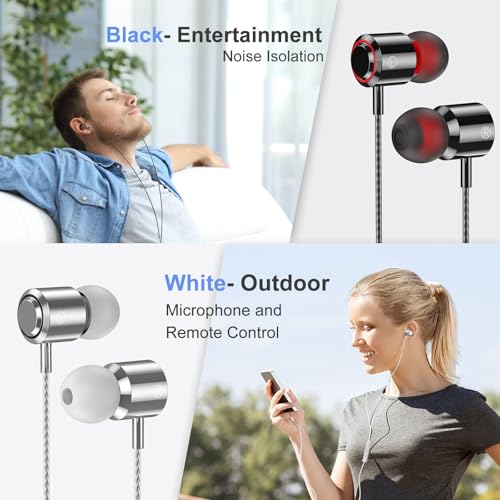 Image of 2 Pack Wired Earbuds with Microphone, In-Ear Headphones Wired with Noise Blocking &Volume Control, Premium Sound& Lightweight Corded Earphones for Laptops, Tablets, MP3 & Most 3.5mm Interface Devices