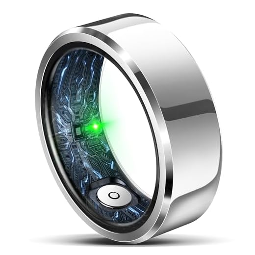 RIFESI Smart Ring for Women Men, Fashion Minimalist Fitness Ring & Sleep Tracker Ring with Heart Rate, SPO₂,Blood Pressure, 5ATM Waterproof Health Ring, No Subscription,Couple Women Gift (Silver,8)