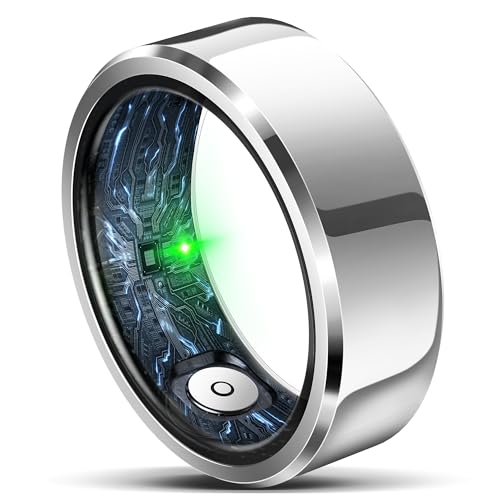 Image of Smart Ring for Women Men, Fashion Minimalist Fitness Ring & Sleep Tracker Ring with Heart Rate,Blood Pressure, 5ATM Waterproof Health Ring, No Subscription, Travel-Friendly Couple Gift (Silver, 08)