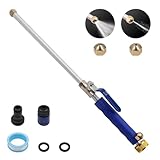 Hydro Jet High Pressure Power Washer Wand for Garden Hose, Heavy Duty Metal Water Hose Sprayer Attachment with 2 Pressure Nozzles, Leak-Proof Design for Car Wash, Gutter, Pets & Window Cleaning