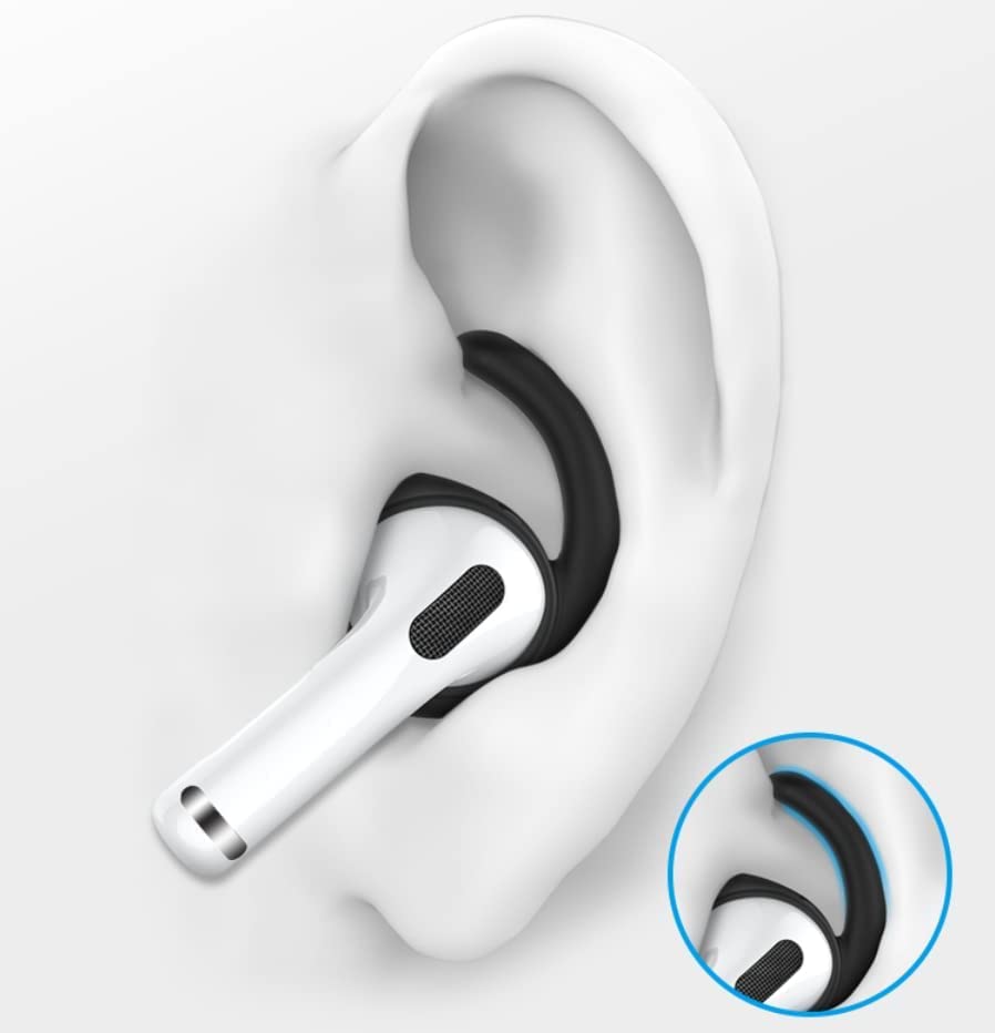ALXCD Ear Hooks Compatible with AirPods 3, 1 Pair Over-Ear Soft TPU Adjustable Earook & 2 Pairs Anti-slip Sport Silicone Ear Tips in 1 Set [Anti Slip][Anti Lost], Compatible with AirPods 3 1C+2S Black