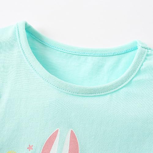 Image of Toddler Girls Bunny T-Shirt Cotton Baby Short Sleeve Easter Outfits Rabbit Shirts Soft Summer Casual Tee Tops
