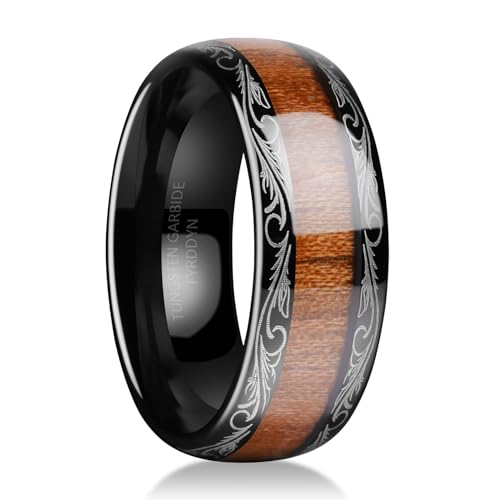 Alliance en tungstène de qualité supérieure et bois pour homme et femme