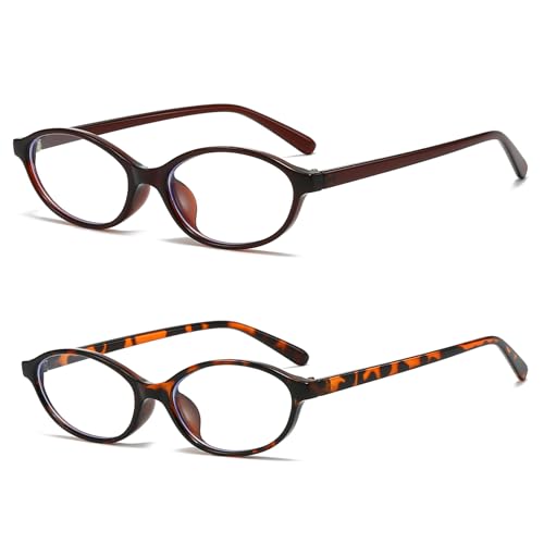 Image of LJCZKA Oval Blue Light Blocking Glasses for Women Men Retro Small Oval Frame Y2K Cat Eye Computer Eyeglasses Clear Lens