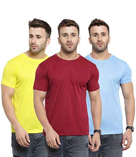 Image of AWG ALL WEATHER GEAR Dryfit T-Shirts for Men - Round Neck, Half Sleeves, Cotton, Regular fit Stylish Branded Solid Plain Tshirt for Men- Ultra Soft, Comfortable, Lightweight T-Shirt