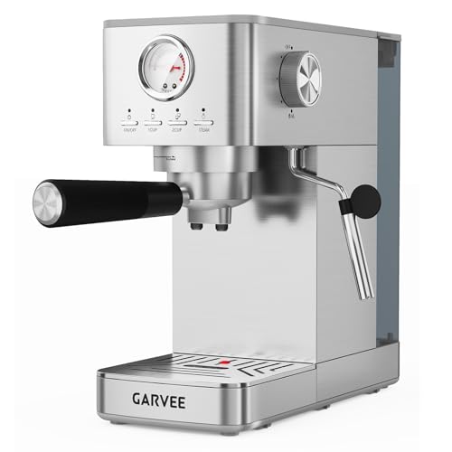 Machine à café expresso 20 Bars avec avec Broyeur,Cafetière expresso Semi-automatic en Inox avec Mousseur à Lait,température et volume de tasse...