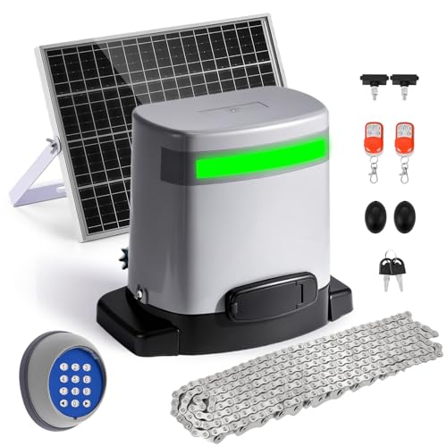 Spolehli 1300lb Sliding Gate Opener with Chain Drive & Solar Panel, WiFi/App & Keypad & Remote...