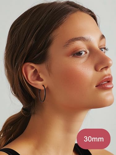 FOCALOOK 14K Gold Plated Lightweight Large Hoops| 2mm Thin Hoop Earrings for Women 30/40/50/70/100mm2