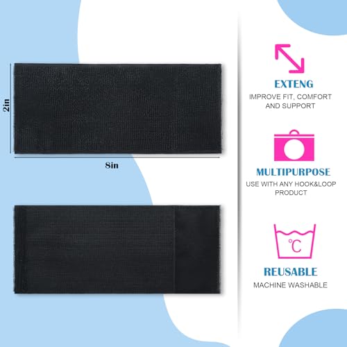 geiserailie 4 pcs extender strap reusable ice belt extender strap multipurpose elastic hook and loop extension for ice pack black backkneeankle braces vests wraps and belts 2 x 8 inch