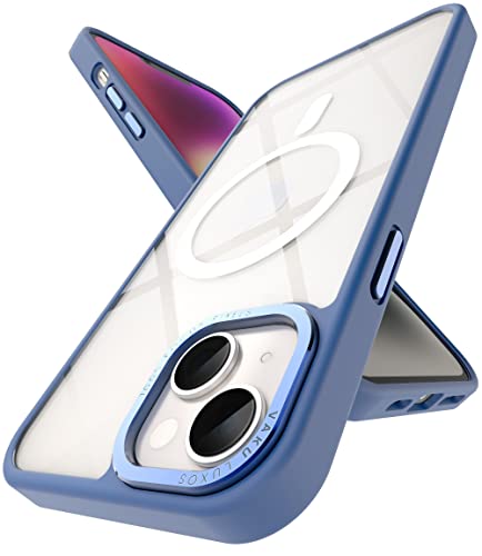 Image of Vaku Luxos Clear Armor MagPro for iPhone 14 Cover Case, Shockproof, Scratch Resistant, Slim, Thin, Military-Grade Metal Ring Camera Protection, Compatible with MagSafe Back Cover - Sierra Blue
