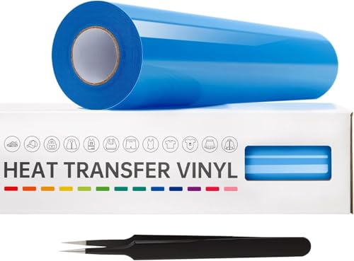 Image of 10 inch X 5 ft Sky Blue Heat Transfer Vinyl, HTV Vinyl Iron On Vinyl, Permanent Vinyl, Vinyl Roll Adhesive Vinyl, Permanent Vinyl Roll, Heat Transfer Vinyl for Fabric, T-Shirt, Pillow