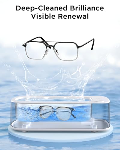 Image of Ultrasonic Jewelry Cleaner Machine: 48KHz Ultra Sonic Cleaner for Jewelry,Eyeglass,Rings,Watch Band,Dentures,with Dual Cleaning Modes,350ML 304 Stainless Steel Tank,Gift for Wife,Mom,Daughter