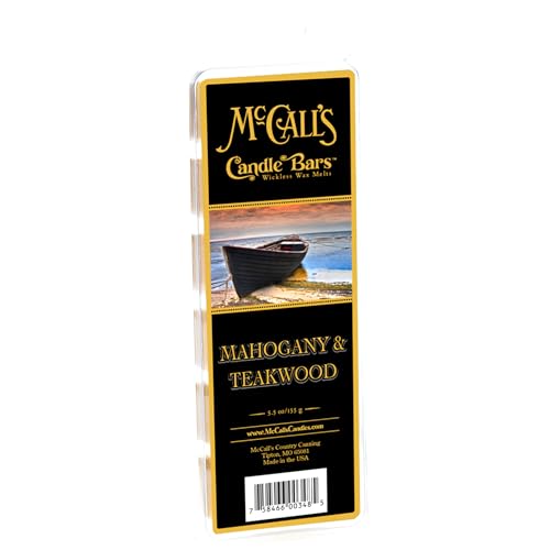 Image of McCall's Candles | Mahogany & Teakwood | Scented Wax Melt | Mahogany, Teakwood, Oak & Subtle Lavender | 6-Piece Break-Apart Bar | 12-24 Hours Per Wedge | Poured in the USA | 5.5 oz