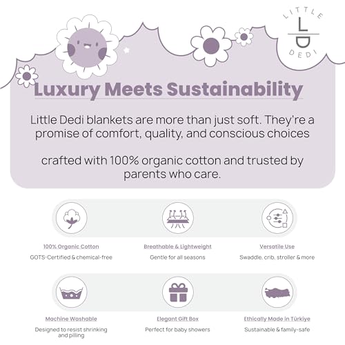 Image of 100% Organic Cotton Baby Knitted Blanket for Girls /Boy Lavender Frost 30 inchx40 inch-Swaddle and Receiving Blankets Neutral-Soft Toddler, Crib, Stroller, Newborn Baby Blanket for Nursery