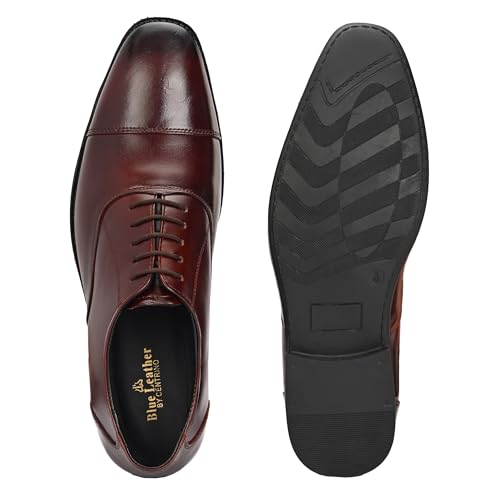Image of Blue Leather by Centrino Genuine Leather Slip-On Men's Formal Shoe |Stylish with Soft Cushioned Insole |Trendy Non Lace-Up Design |Durable Leather with Anti-Skid Sole | Perfect for Formal Wear (4021)