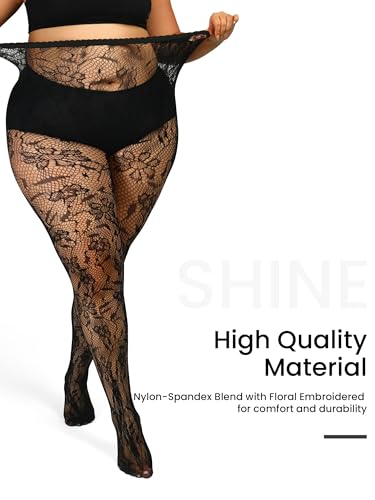 Floral Lace Plus Size Tights High Waist Velvet Pantyhose Sunflower Fishnet Stockings Leggings4