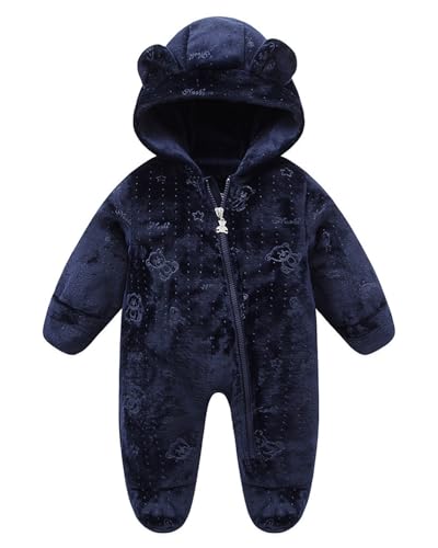 WYTbaby Baby Snowsuit Fleece Hooded Romper Toddler Footed Jumpsuit Onesie Thin Fall Winter Outfits
