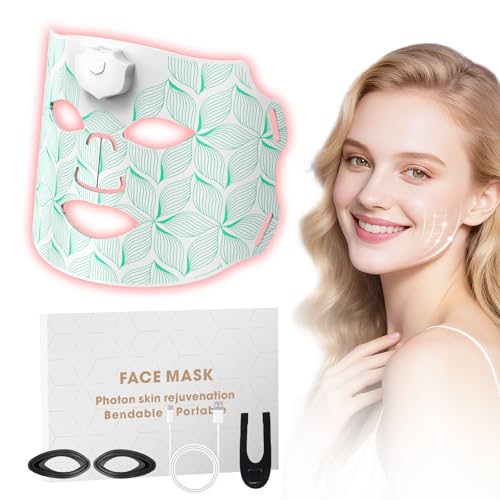 Verfubo Red Light Therapy for Face 7 Colors LED Red Light Therapy Mask USB-C Rechargeable Silicone Face Mask Hands-Free Skincare Device for Home Spa Daily Self-Care Relaxation & Travel