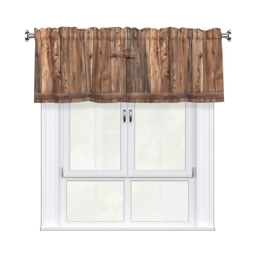 MSRHIUEF Country Barn Cortina corta con cenefa para puerta de madera, 137 x 45,7 cm, tratamiento de ventana filtrante de luz para cocina, baño, lavandería, estudio