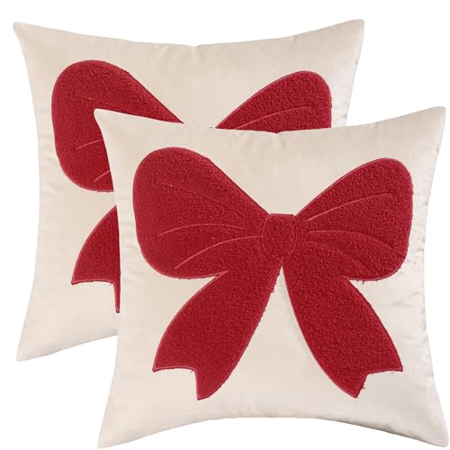 Tosleo Set mit 2 Kissenbezügen Weihnachten aus Samt Rote...