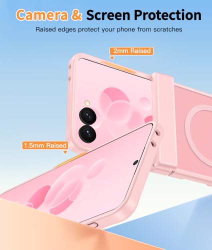 Image of FNTCASE for Samsung Galaxy Z Flip 8 Case: [Hinge Protection + Screen Protector] [Fit for Magsafe] Military Grade Drop Proof, Translucent Matte Protective Phone Cover - Light Pink
