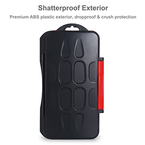 Skoloo SD Card Case, Waterproof Memory Card Holder, 12 SD Card Cases Storage + 12 Micro SD Card Holder for SDHC SDXC TF Card, 1 Pack Red