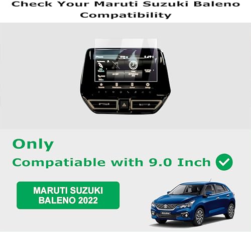 Image of OHAYO Screen Protector for Maruti Suzuki Baleno 2022-Present | 9 Inch Infotainment Touchscreen Guard | Alpha Model Compatible | 9H Hardness Military Strength | Scratch Resistant HD Clear Display Protection | Bubble Free Easy Install | Non-TG Material