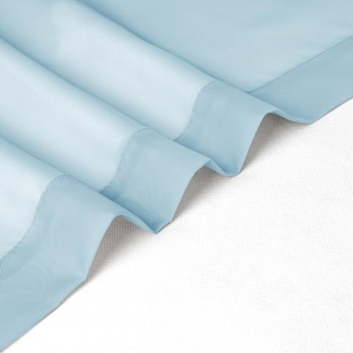 Image of Chyhomenyc Sky Blue Sheer Curtains 30 inch Length 2 Panels, Light Filtering Voile Rod Pocket Short Window Curtians for Bathroom Living Room Farmhouse Small Windows, 42Wx30L inches