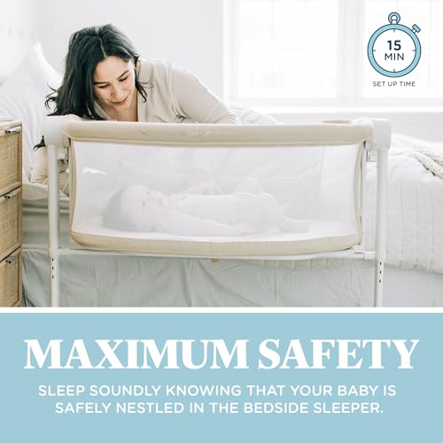 Image of Baby Delight Beside Me Wink Bassinet | Bedside Sleeper | 7-Position Height Adjustment | Organic Oat
