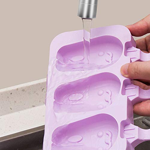 Ice Cream Silicone Moulds Popsicle Moulds 3 Packs for Homemade Chocolate Dessert Ice-Lolly Purees Ice Cream DIY Tools with Cover and Wooden Sticks