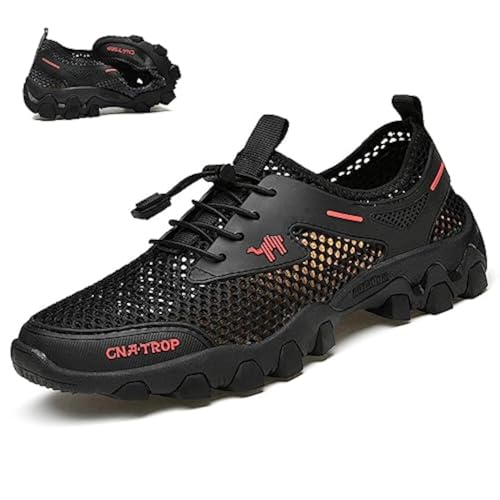 KCTRFSJ Men's Portable Tied Orthopedic Hiking Quick-drying Sneakers,Summer Mesh Breathable Lightweight Outdoor Trail Running Wading Shoes Non-Slip Walking Shoes