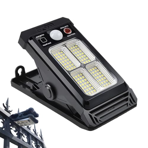 Luces solares al aire libre con clip y sensor de movimiento para terraza y porche impermeable