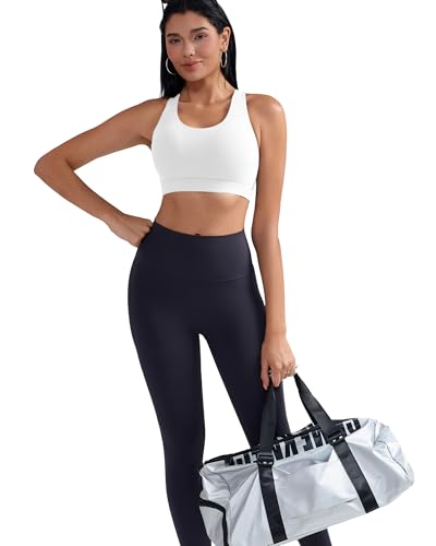 RUNNING GIRL Sports Bra for Women, Criss-Cross Back Padded Strappy Sports Bras Medium Support Yoga Bra with Removable Cups A-White - Thumbnail 7