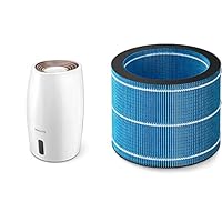 Philips Air Humidifier Series 2000 for Dry Environments with Sleep Mode, White/Rose Gold, HU2716/70 & Air Humidifier Filter, NanoCloud Technology with Hygienic Humidification, FY3446/30 Blue