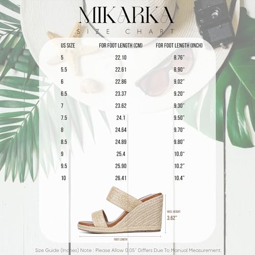 Image of mikarka Slip On Wedge Sandals for Women Open Toe Espadrilles Platform Slides Dressy High Heel Beach Summer Sandal Comfortable Wedges Shoe Mules