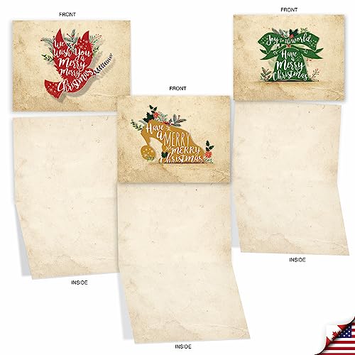 Image of The Best Card Company - 10 Blank Merry Christmas Note Cards (4 x 5.12 Inch) - Boxed Holiday Notecards with Envelopes - Holiday Knockout M6666XSB