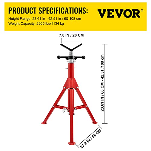 Vevor Heavy-Duty Pipe Stand Adjustable Folding Pipe Jack Stand | Sturdy Construction 2500 Lbs Load Capacity | Ideal For Welding, Automotive, And Construction Projects #TOP6