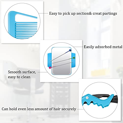 Magnetic Wristband For Hair Stylist Pin Wristband Wrist Pin Holder Braiders Wristband For Gel Silicone Sewing Pincushion With 3 Pieces Pintail Comb 6 Pieces Plastic Clip (Blue Wrist Strap) #TOP3