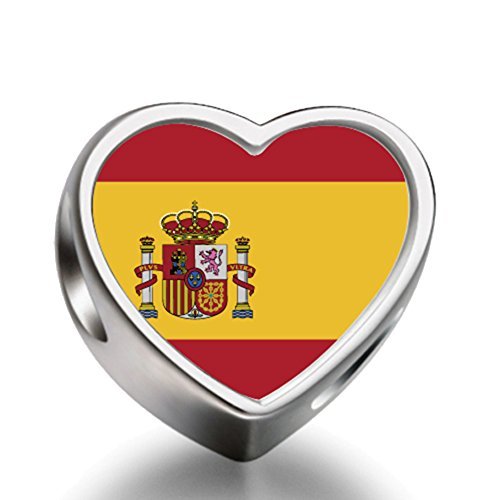 J.Charm Spain flag Heart Photo Charms Beads bead DIY