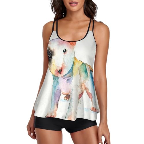 Robe de plage et maillot tankini chien en aquarelle pour vos vacances d'été