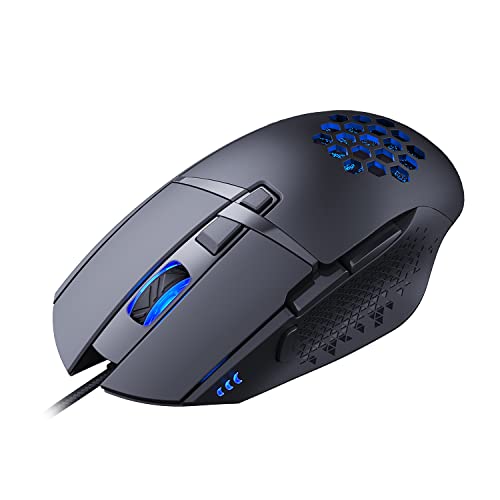 ASTRUM MG310 Ergonomische Gaming-Maus mit Kabel, 7200 DPI, leicht, 8 programmierbare Tasten, 4 Farben, LED-Beleuchtung, rutschfeste Textur, PC/Mac Cover