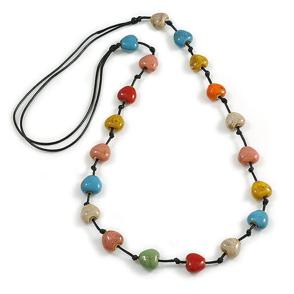 Collier long céramique Avalaya léger anti-irritation perles cœur - 3
