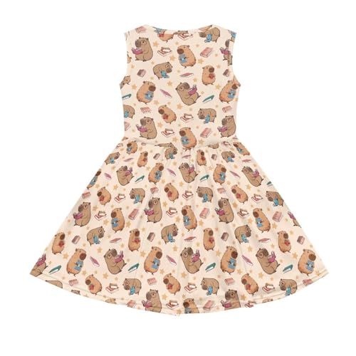 Girls Summer Dresses Sleeveless Pocket Casual Waist A-Line Midi Tank Dress2