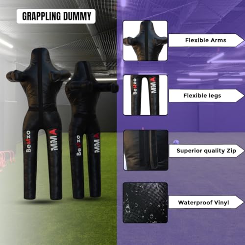 Bestzo MMA Grappling Dummy for Adult,Wrestling Dummy Jiu Jitsu, Judo Punching Bag Sparring Self Defense Training Dummy Black - Unfilled 5FT