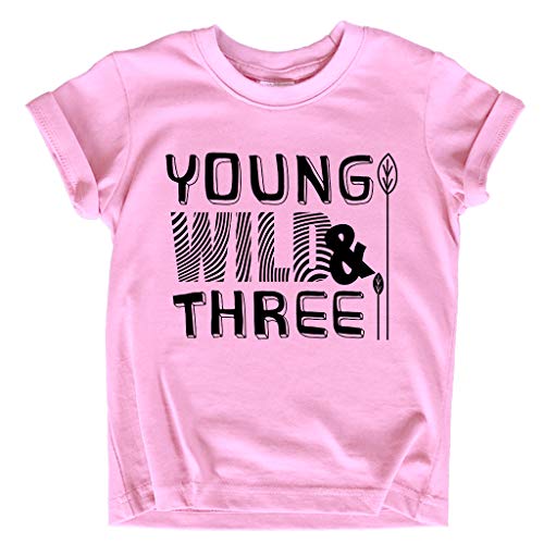 Image of Young Wild and Three Girl 3rd Birthday Outfit Toddler Shirts 3 Year Old Girls Third Party Tshirt