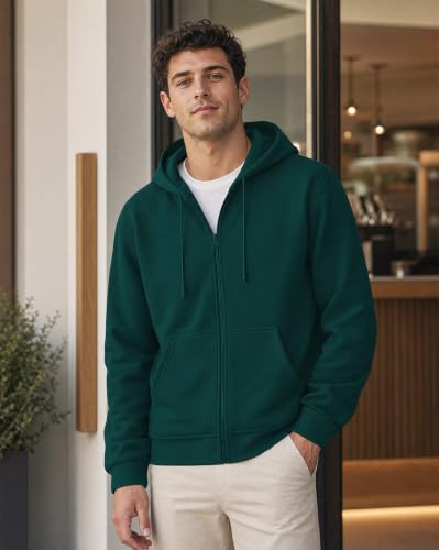 Image of Nobero Classic Zipper Hoodie for Men | Zip Up Hoodies for Men | Regular Fit | Full Zip Closure | Drawstring Hood | Zipped Hooded Sweatshirt | Cotton Rich Zipper Fleece Hoodie