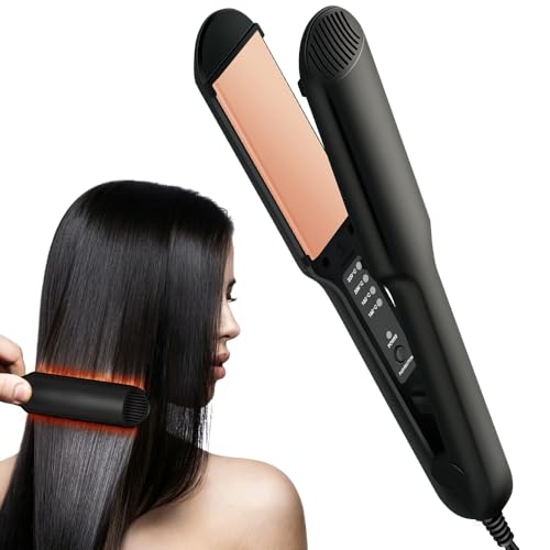 Plancha para el cabello cerámica portátil de doble voltaje, calentamiento rápido en 10 s, regulación de 4 niveles, plancha alisadora y rizadora 2 en 1 miniatura 1